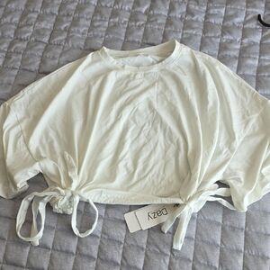 Dazy Cream Tie-Hem Crop Top - Women's